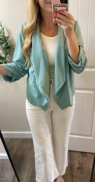 Mint Open-Front Slouch Blazer
