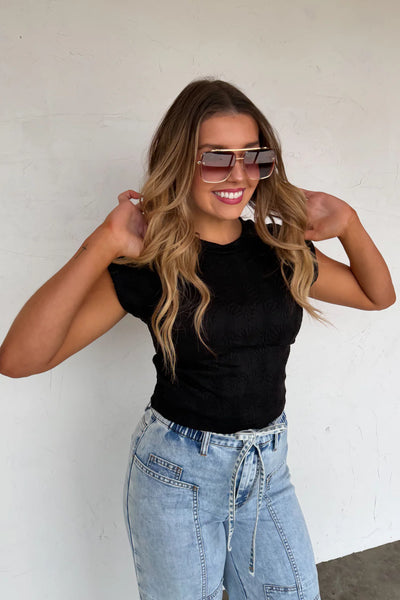 Blakeley Textured Cap Sleeve Top