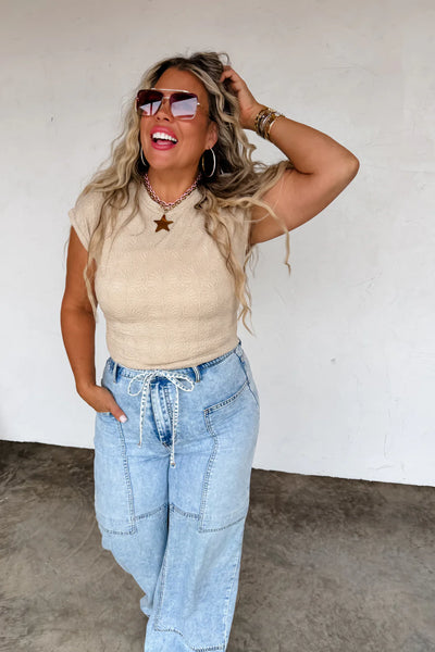 Blakeley Textured Cap Sleeve Top