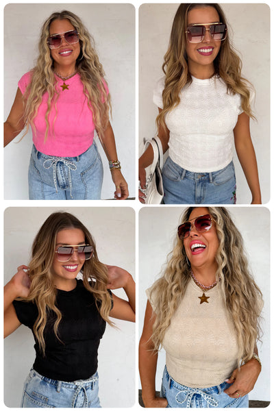 Blakeley Textured Cap Sleeve Top