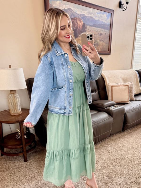 Ruffle Denim Jacket