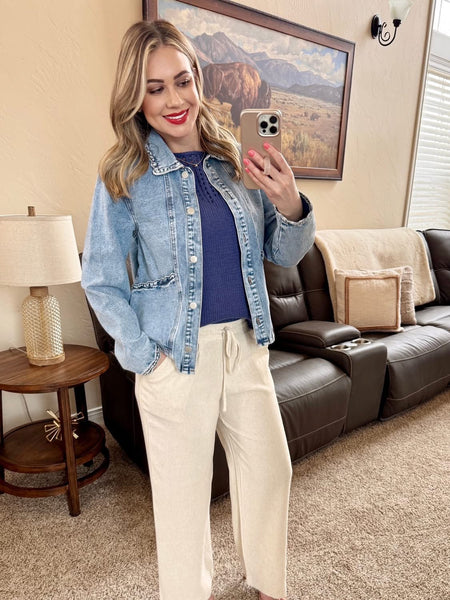 Ruffle Denim Jacket