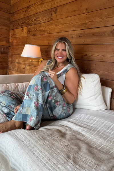 Preorder Blakeley Floral Denim Patch Overalls