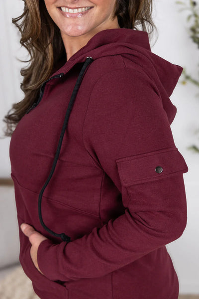 MM Burgundy or Navy Cargo 1/2 Zip Hoodie
