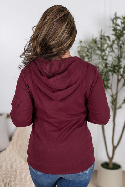 MM Burgundy or Navy Cargo 1/2 Zip Hoodie