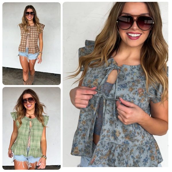 Preorder Blakeley Tie Front Denim Vests