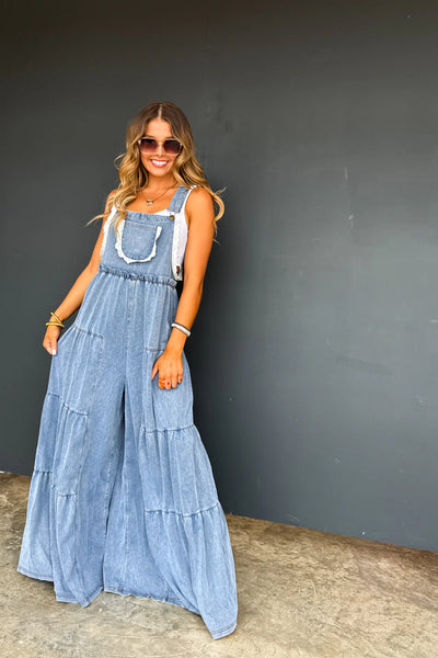Preorder Blakeley Boho Lace Denim Overalls