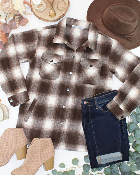 MM Brown Plaid Shacket