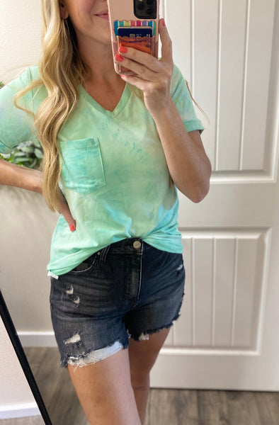 Aqua Tie Dye Pocket Tee
