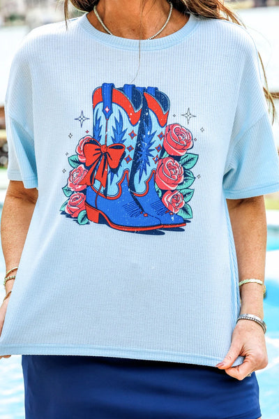 Preorder Jess Lea Patriotic Waffle Tees (Pup, Boots, Rodeo)