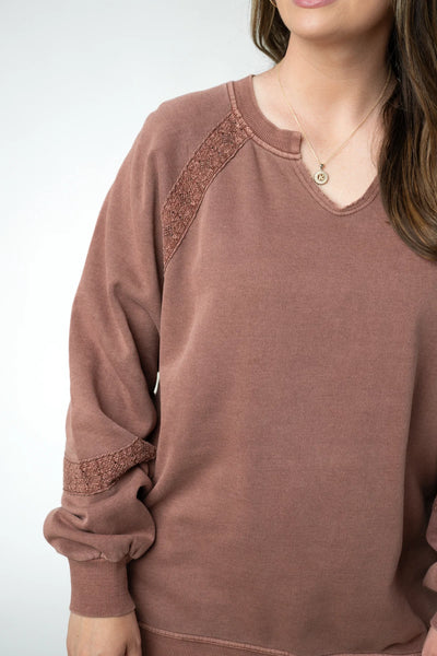 MM Lace Detail Vintage Wash Pullover