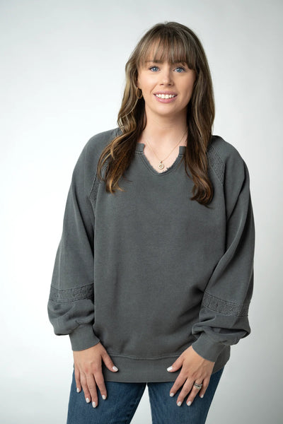 MM Lace Detail Vintage Wash Pullover