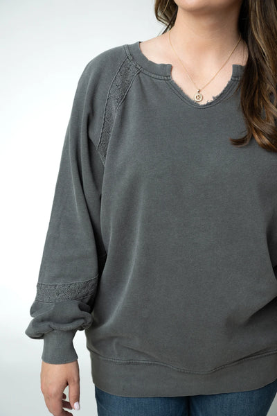 MM Lace Detail Vintage Wash Pullover