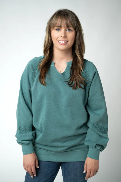 MM Lace Detail Vintage Wash Pullover