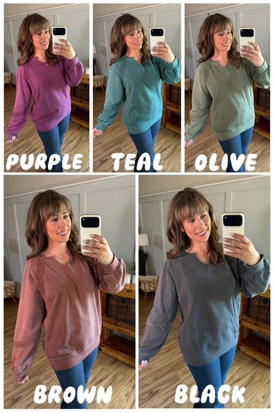 MM Lace Detail Vintage Wash Pullover