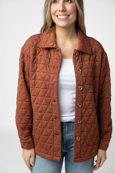 MM Rust Geometric Button Down Shacket