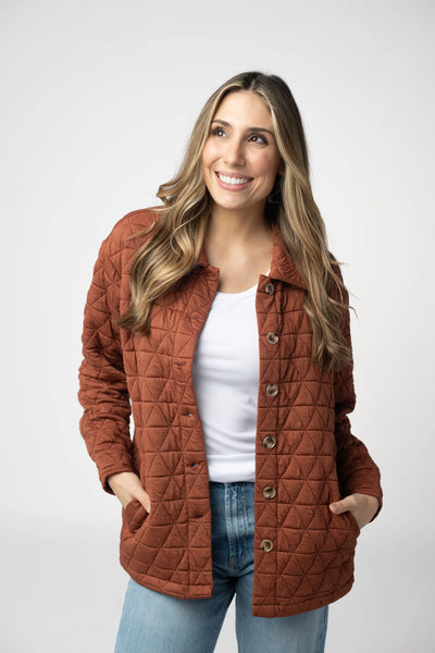 MM Rust Geometric Button Down Shacket
