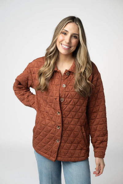 MM Rust Geometric Button Down Shacket