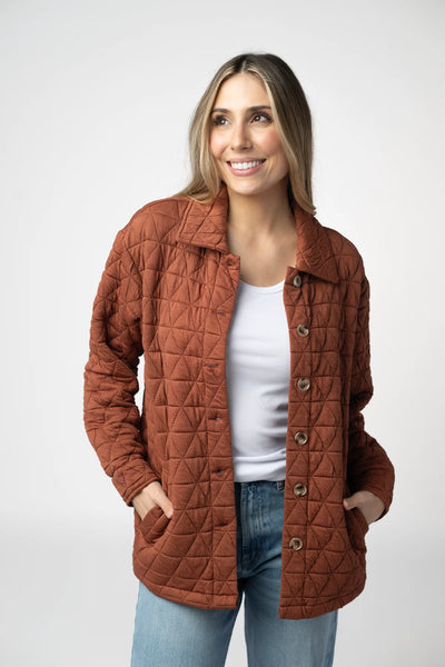 MM Rust Geometric Button Down Shacket