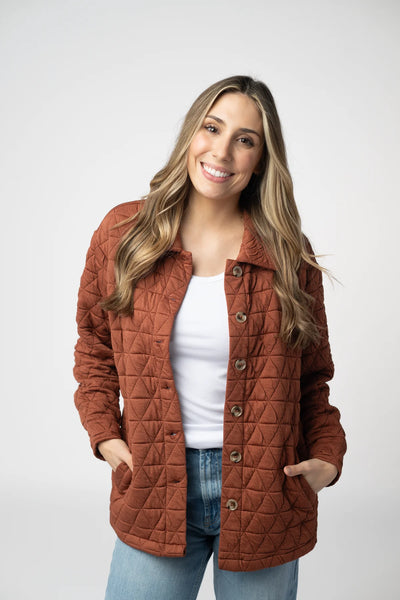 MM Rust Geometric Button Down Shacket