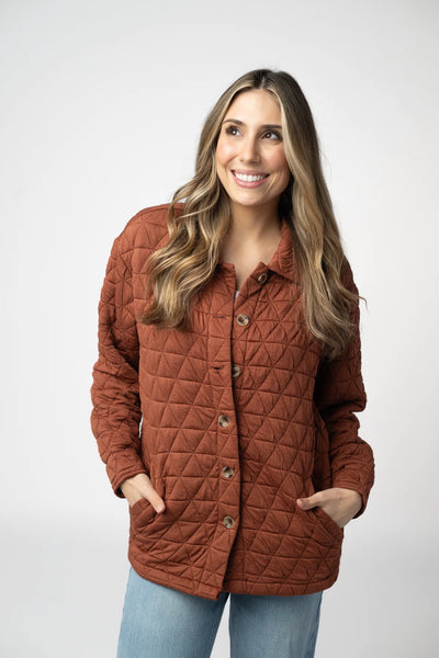 MM Rust Geometric Button Down Shacket