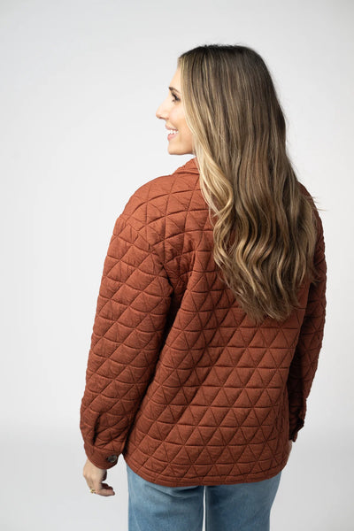 MM Rust Geometric Button Down Shacket