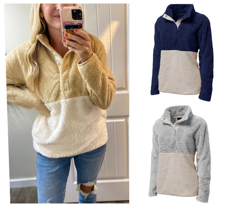 Plush Fuzzy Fleece Snap Pullovers