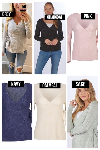 Soft Tie Wrap Long Sleeve Top
