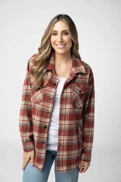MM Brown or Brick Plaid Shackets