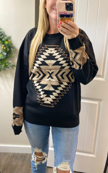 Black Aztec Sweater