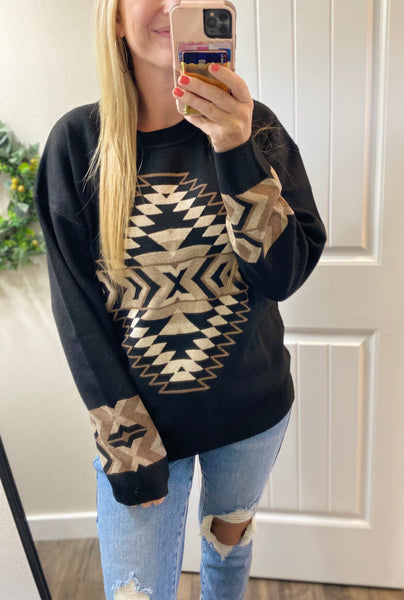 Black Aztec Sweater
