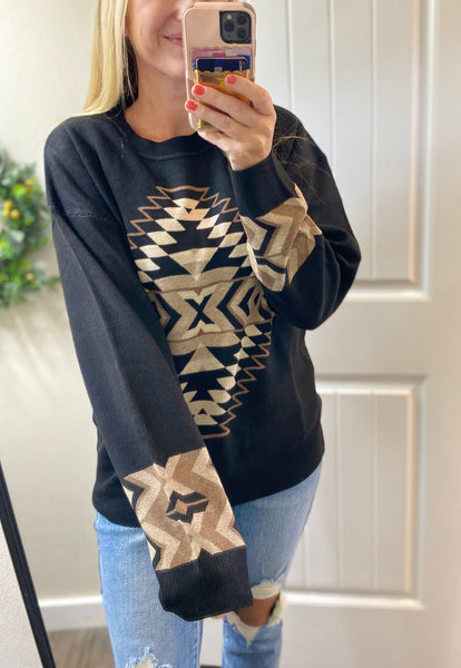 Black Aztec Sweater