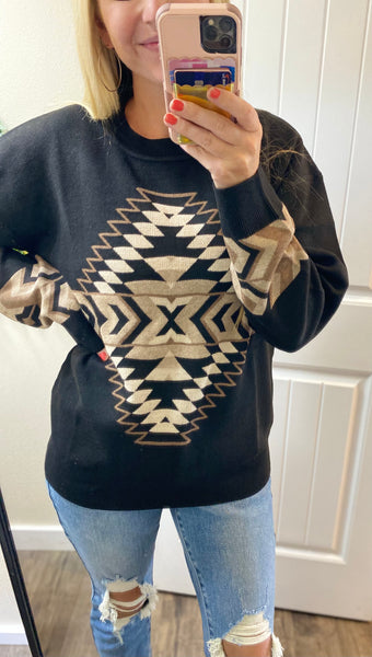 Black Aztec Sweater