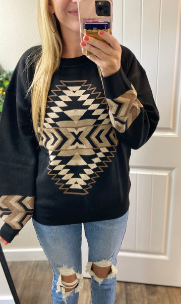 Black Aztec Sweater