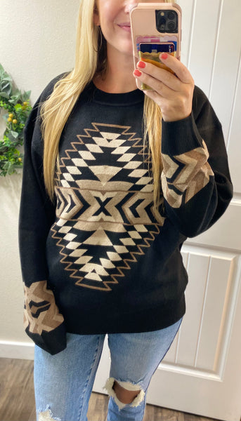 Black Aztec Sweater