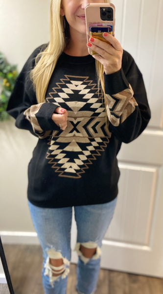 Black Aztec Sweater