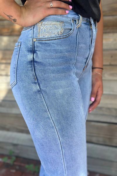 SK Embroidered Seam Denim