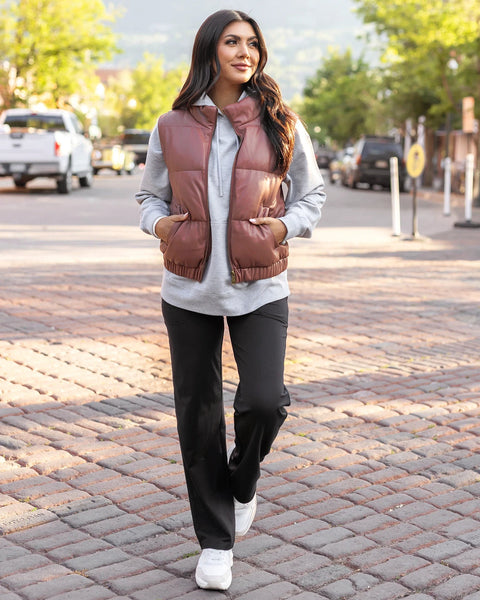 Butter Faux Leather Puffer Jacket/Vest