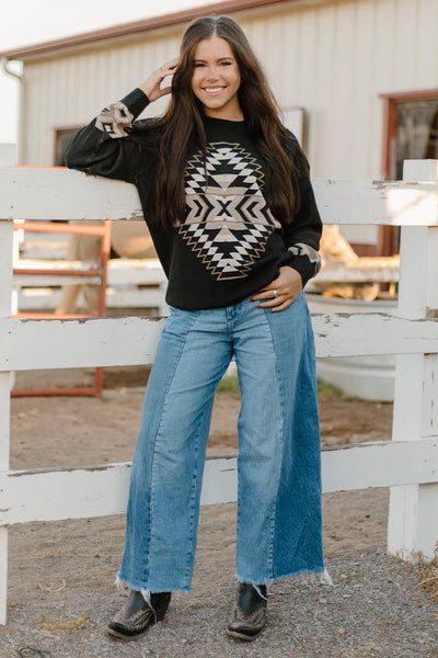 Black Aztec Sweater