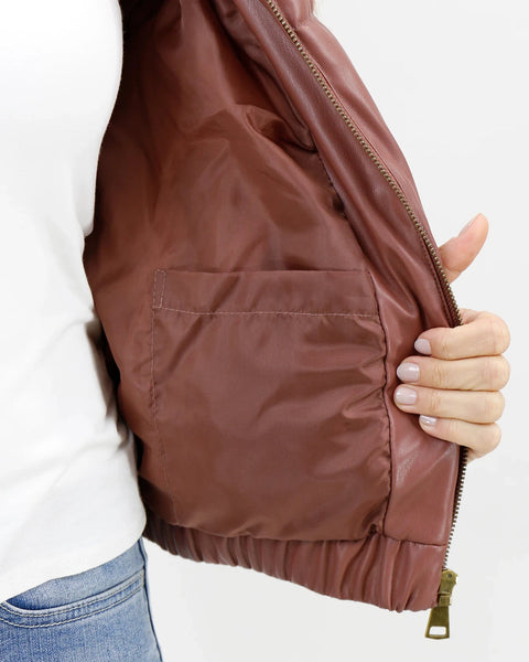 Butter Faux Leather Puffer Jacket/Vest