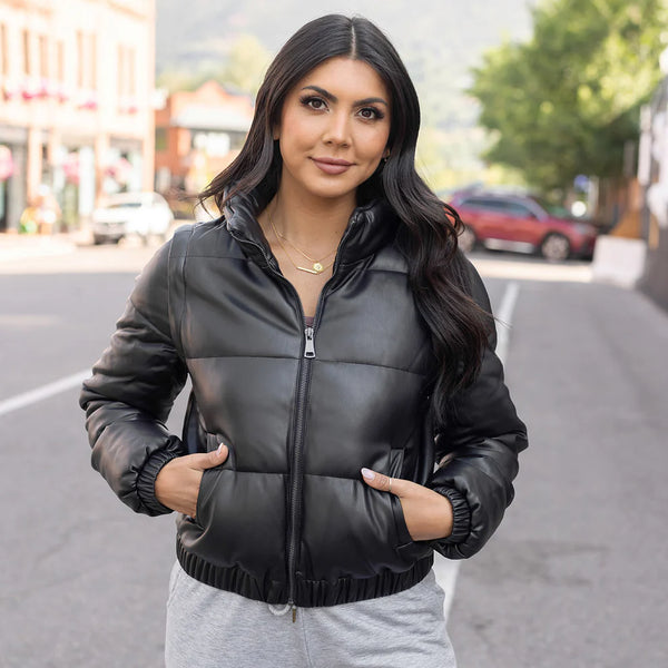 Butter Faux Leather Puffer Jacket/Vest