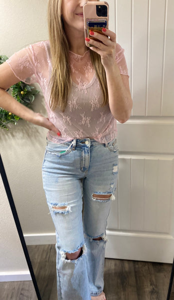 Blakeley Lace Short Sleeve Tops