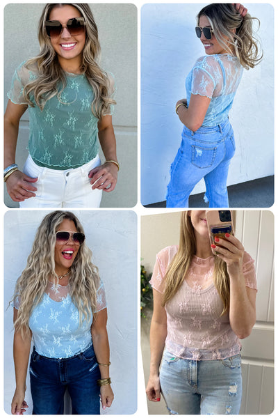 Blakeley Lace Short Sleeve Tops
