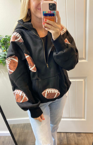 Sequin Football Hooded Pullover