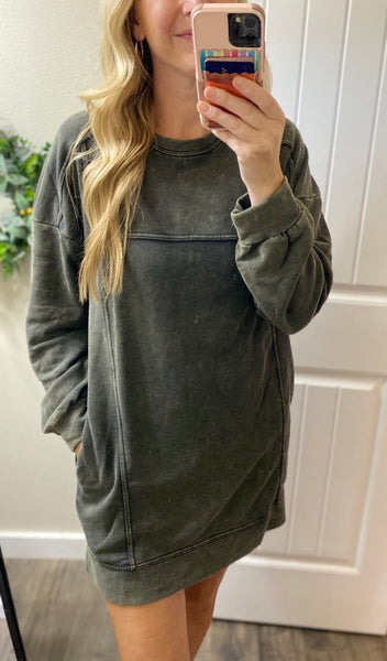 Mineral Washed Oversized Dress