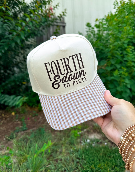 Fourth & Down To Party Khaki/Tan Checkered Trucker Hat