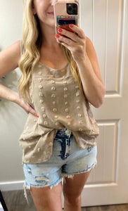 Sale! Mocha Swiss Dot Sleeveless Top