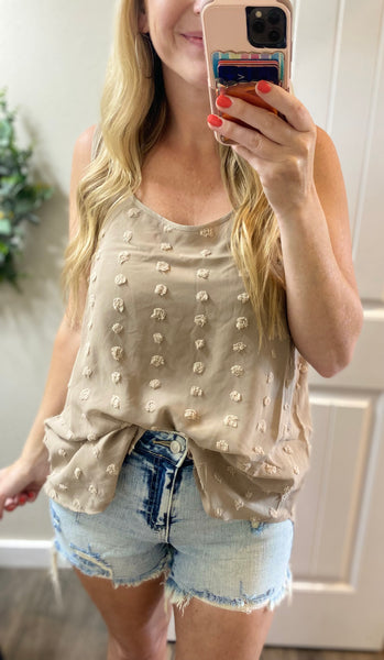 Sale! Mocha Swiss Dot Sleeveless Top