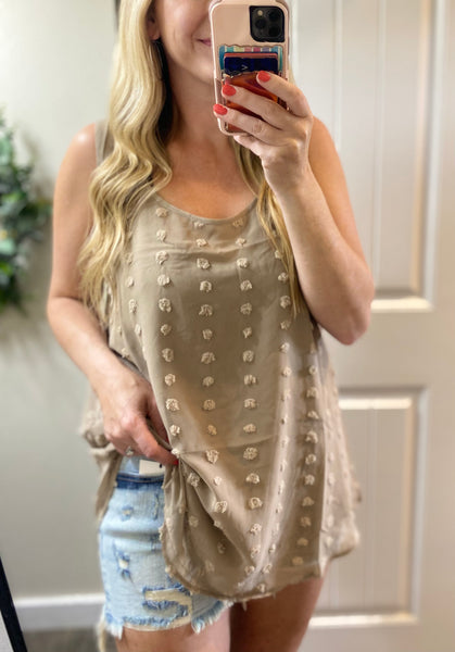 Sale! Mocha Swiss Dot Sleeveless Top