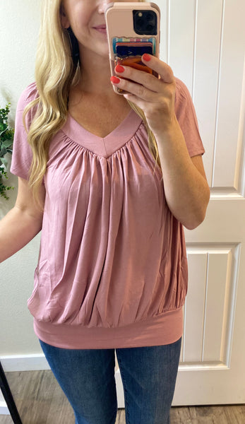 Sale! Banded Shirring Short Sleeve Tops